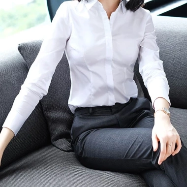 Áo sơ mi nữ công sở trắng dài tay, giấu cúc, Slim Fit Hàn Quốc - 99.000₫ 2