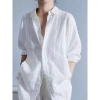 Áo sơ mi nữ công sở trễ vai dài tay Linen bột Premium form rộng trẻ trung 299k 7