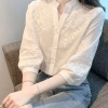 Áo sơ mi nữ cotton nguyên chất cổ V, thêu họa tiết tay áo, phong cách Tây mùa hè - Giá chỉ 178.811 VND 5