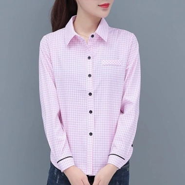 Áo sơ mi nữ dài tay cổ điển kẻ sọc đỏ-đen, độc đáo, phong cách thanh lịch, giảm giá 149.040₫ 2