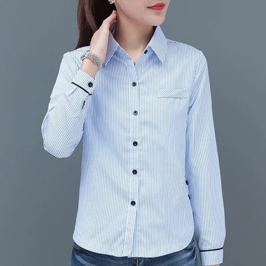 Áo sơ mi nữ dài tay cổ điển kẻ sọc đỏ-đen, độc đáo, phong cách thanh lịch, giảm giá 149.040₫ 3