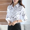 Áo sơ mi nữ dài tay cổ điển kẻ sọc đỏ-đen, độc đáo, phong cách thanh lịch, giảm giá 149.040₫ 5