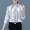 Áo sơ mi nữ dài tay cổ điển kẻ sọc đỏ-đen, độc đáo, phong cách thanh lịch, giảm giá 149.040₫ 6