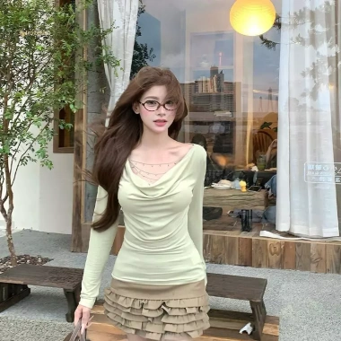 Áo sơ mi nữ dài tay cổ sang trọng, thiết kế dây xích trendy - Giá chỉ 180.360₫