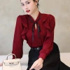 Áo sơ mi nữ dài tay cổ tròn OXATYL A83 chất lụa mềm, thời trang công sở Hàn Quốc, giá 265.000