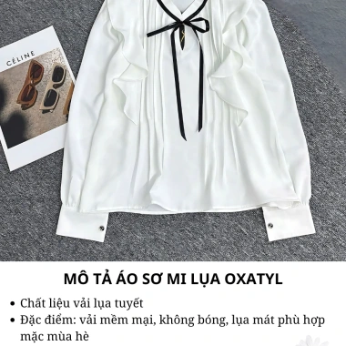 Áo sơ mi nữ dài tay cổ tròn OXATYL A83 chất lụa mềm, thời trang công sở Hàn Quốc, giá 265.000 3