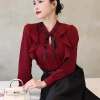 Áo sơ mi nữ dài tay cổ tròn OXATYL A83 chất lụa mềm, thời trang công sở Hàn Quốc, giá 265.000 7