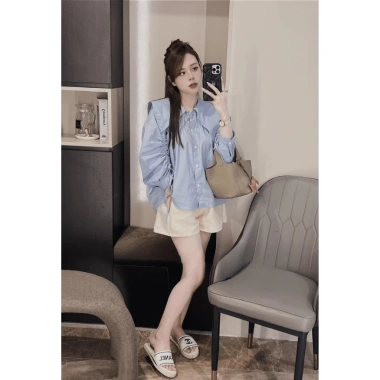 Áo sơ mi nữ dài tay cổ tròn phong cách tiểu thư, giảm giá 119k - MORI CLOTHINGS 2