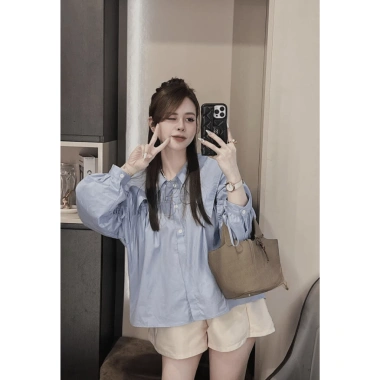 Áo sơ mi nữ dài tay cổ tròn phong cách tiểu thư, giảm giá 119k - MORI CLOTHINGS 4