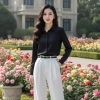 Áo sơ mi nữ dài tay công sở nẹp dấu khuy cúc, lụa mềm mịn, form vừa - Giá chỉ 200.000 3