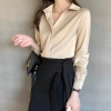 Áo sơ mi nữ dài tay công sở nẹp dấu khuy cúc, lụa mềm mịn, form vừa - Giá chỉ 200.000 10