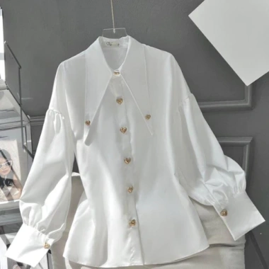 Áo sơ mi nữ dài tay cotton thô cổ đức sang chảnh tiểu thư NALIA NALISA 7