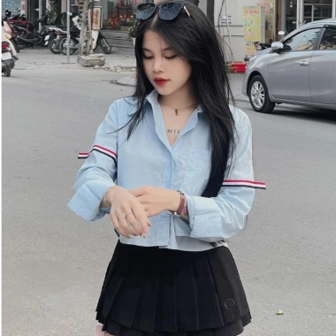 Áo Sơ Mi Nữ Dài Tay Crotop Viền 2 Tay Cotton Lụa Cao Cấp - Hot 2.024 Giá 145k 9