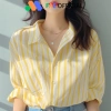 Áo sơ mi nữ dài tay FAE OFFICIAL kẻ vàng tôn da 250gsm thoáng mát 116.619 VND 7