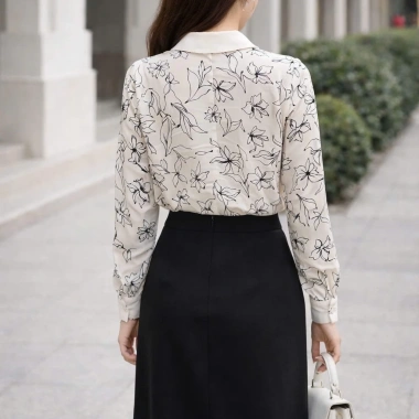 Áo sơ mi nữ dài tay họa tiết hoa sang trọng OXATYL A11 - Công sở thời trang, chỉ 245.000₫
