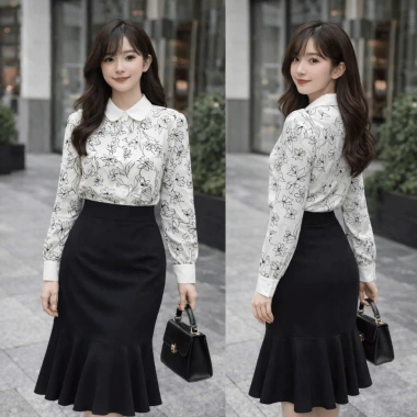 Áo sơ mi nữ dài tay họa tiết hoa sang trọng OXATYL A11 - Công sở thời trang, chỉ 245.000₫