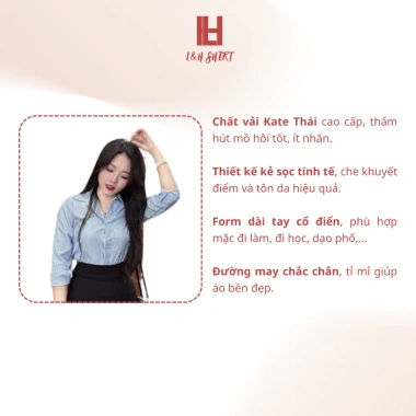 Áo sơ mi nữ dài tay kẻ sọc Kate, thoáng mát, ít nhăn, dễ phối đồ, chỉ 89.000 VND