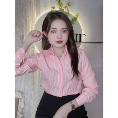 Áo sơ mi nữ dài tay kẻ sọc Kate, thoáng mát, ít nhăn, dễ phối đồ, chỉ 89.000 VND