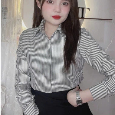 Áo sơ mi nữ dài tay kẻ sọc Kate, thoáng mát, ít nhăn, dễ phối đồ, chỉ 89.000 VND