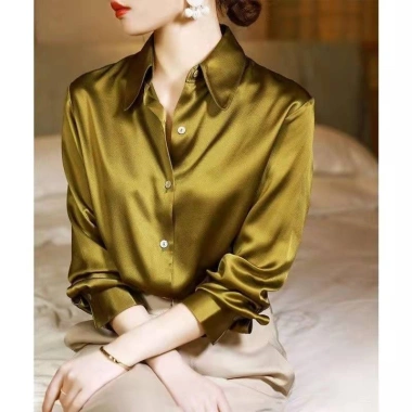 Áo sơ mi nữ dài tay lụa crepe satin nhẹ nhàng sang trọng, giá chỉ 132.000₫ 2