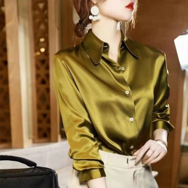 Áo sơ mi nữ dài tay lụa crepe satin nhẹ nhàng sang trọng, giá chỉ 132.000₫ 4