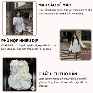 Áo sơ mi nữ dài tay mềm mịn họa tiết mix tay áo bồng cực xinh, chỉ 249k - Jull Clothes
