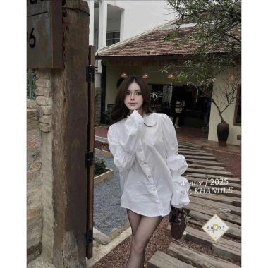 Áo sơ mi nữ dài tay mềm mịn họa tiết mix tay áo bồng cực xinh, chỉ 249k - Jull Clothes