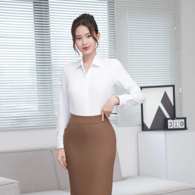 Áo sơ mi nữ dài tay modal gân sọc slimfit nẹp khuy Thái Hòa 25ASW-283 - Giá 392.780₫