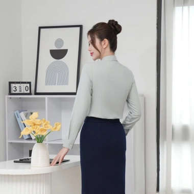 Áo sơ mi nữ dài tay modal gân sọc slimfit nẹp khuy Thái Hòa 25ASW-283 - Giá 392.780₫