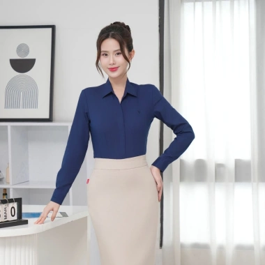 Áo sơ mi nữ dài tay modal gân sọc slimfit nẹp khuy Thái Hòa 25ASW-283 - Giá 392.780₫