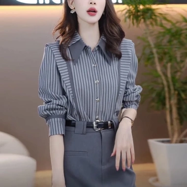 Áo Sơ Mi Nữ Dài Tay Sọc Hàn Quốc Plus Size Thời Trang 2.025 Giá Ưu Đãi 303k 5