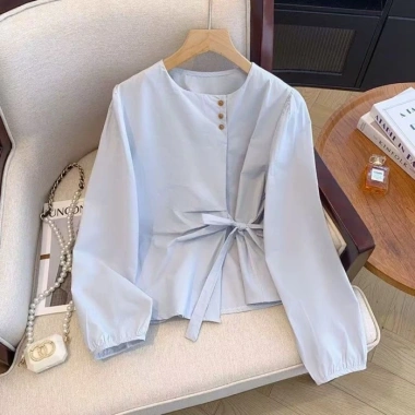 Áo sơ mi nữ dài tay thắt nơ thiết kế không đều, độc đáo - Giá chỉ 162.400đ 8