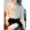 Áo sơ mi nữ dài tay viền bèo, dây buộc nơ tháo rời công sở HQ giá 188.999₫