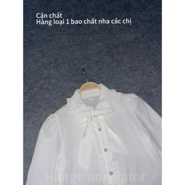 Áo sơ mi nữ dài tay viền bèo, dây buộc nơ tháo rời công sở HQ giá 188.999₫