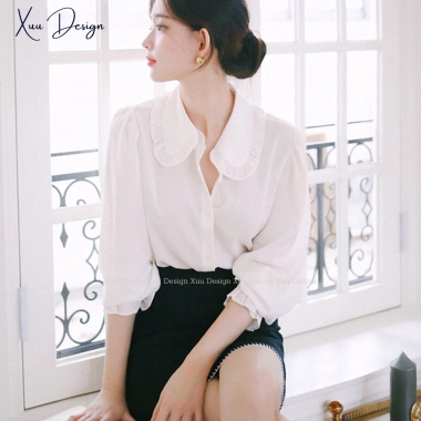 Áo sơ mi nữ dài tay Xuu Design chất lụa tiểu thư dáng đẹp trắng 195.000₫ 7