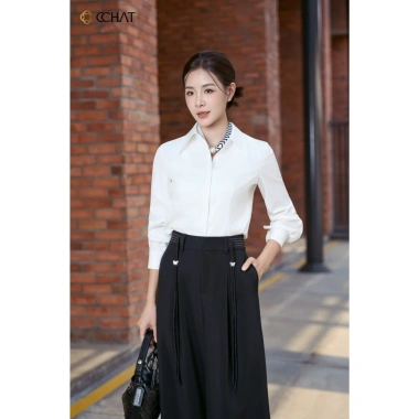 Áo sơ mi nữ dáng suông dài tay basic chất liệu mềm mát cao cấp - Giá chỉ 299k VND 2