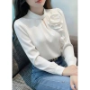 Áo sơ mi nữ điệu đà P10, gắn bông hoa ngực sang trọng, giảm còn 199.000 VND 3