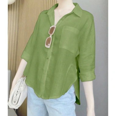 Áo Sơ Mi Nữ Đũi Tơ Tay Dài Kiểu Hàn Siêu Thoáng Mát Mịn A1 - Giá 210.000 VND 5