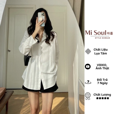 Áo sơ mi nữ form rộng MISOUL dài tay cao cấp, kiểu dáng trendy, màu Trắng 104 - Giá 99.000 VND