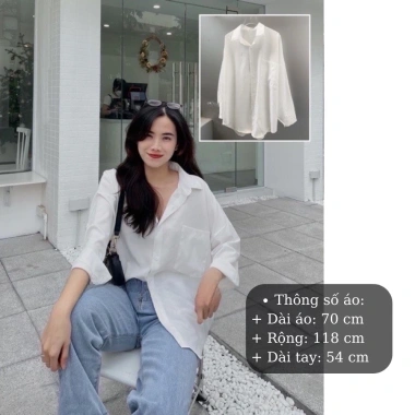Áo sơ mi nữ form rộng MISOUL dài tay cao cấp, kiểu dáng trendy, màu Trắng 104 - Giá 99.000 VND