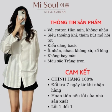 Áo sơ mi nữ form rộng MISOUL dài tay cao cấp, kiểu dáng trendy, màu Trắng 104 - Giá 99.000 VND