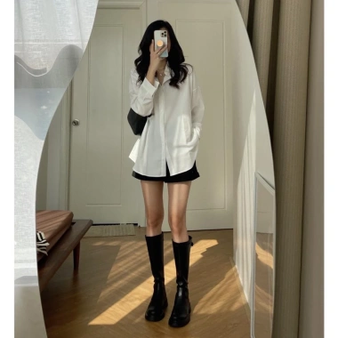 Áo sơ mi nữ form rộng MISOUL dài tay cao cấp, kiểu dáng trendy, màu Trắng 104 - Giá 99.000 VND