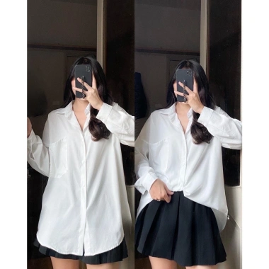 Áo sơ mi nữ form rộng MISOUL dài tay cao cấp, kiểu dáng trendy, màu Trắng 104 - Giá 99.000 VND