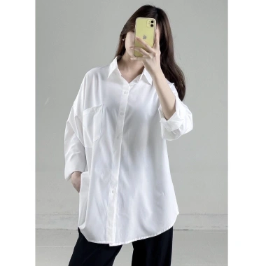 Áo sơ mi nữ form rộng MISOUL dài tay cao cấp, kiểu dáng trendy, màu Trắng 104 - Giá 99.000 VND