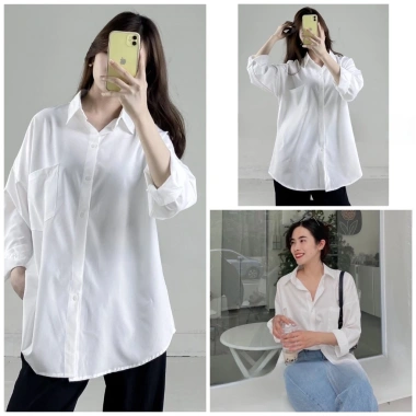 Áo sơ mi nữ form rộng MISOUL dài tay cao cấp, kiểu dáng trendy, màu Trắng 104 - Giá 99.000 VND