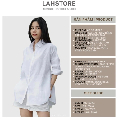 Áo sơ mi nữ form rộng tay dài linen thô premium LAHSTORE ASM01 Hồng Nude - Đa dụng, basic, giảm giá 312k