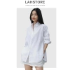 Áo sơ mi nữ form rộng tay dài linen thô premium LAHSTORE ASM01 Hồng Nude - Đa dụng, basic, giảm giá 312k 7