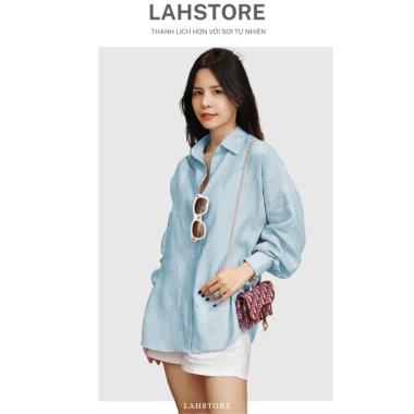 Áo sơ mi nữ form rộng tay dài linen thô premium LAHSTORE ASM01 Hồng Nude - Đa dụng, basic, giảm giá 312k 9 Áo sơ mi nữ form rộng tay dài linen thô premium LAHSTORE ASM01 Hồng Nude - Đa dụng, basic, giảm giá 312k 9