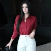Áo sơ mi nữ GILLEE classic trơn vải Kate lụa cao cấp, thanh lịch công sở - 479k