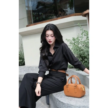 Áo sơ mi nữ GILLEE classic trơn vải Kate lụa cao cấp, thanh lịch công sở - 479k